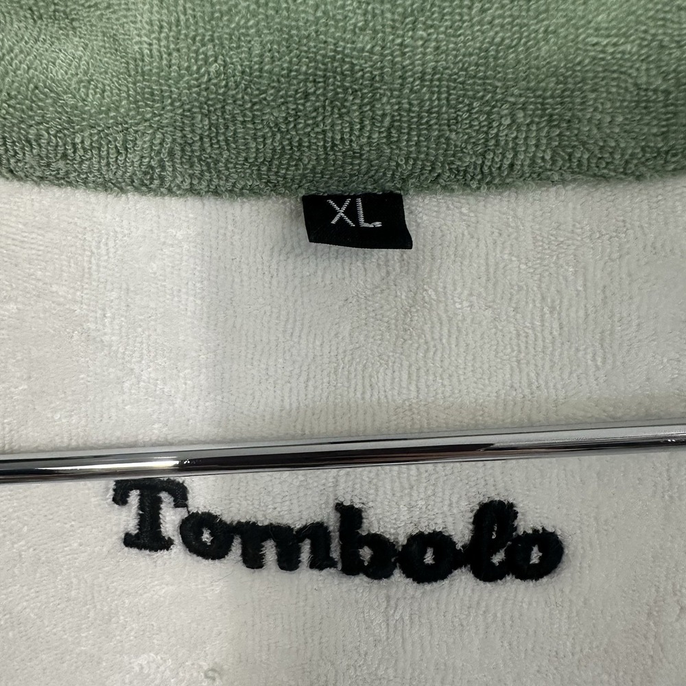 Tombolo XL Terry Cloth Shirt Full Zip White Green Organic Cotton Tennis Cabana - Picture 7 of 10